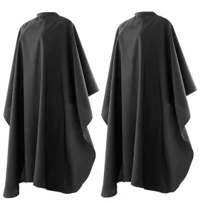 2 Pack Nylon Waterproof Barber Styling Cape - Professional Salon Cape for Men, Unisex Black Hair Cutting Cape with Snap Closure, 59 47 inches Hairdresser Cape for Hair Cutting/Coloring/Perming