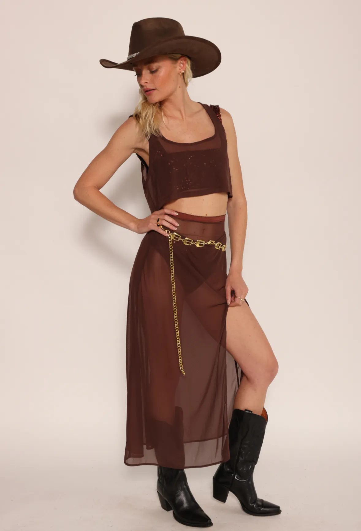 Agnes Midi Skirt in Sheer