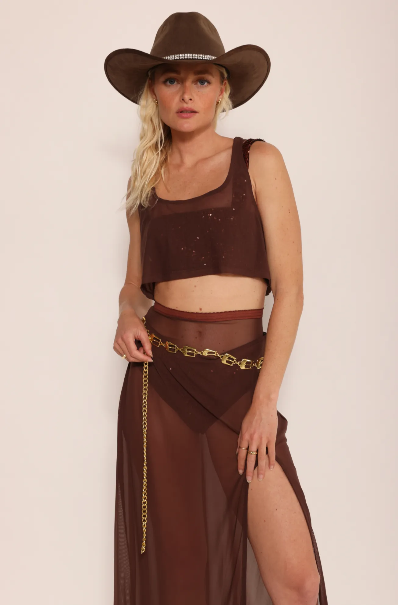 Agnes Midi Skirt in Sheer