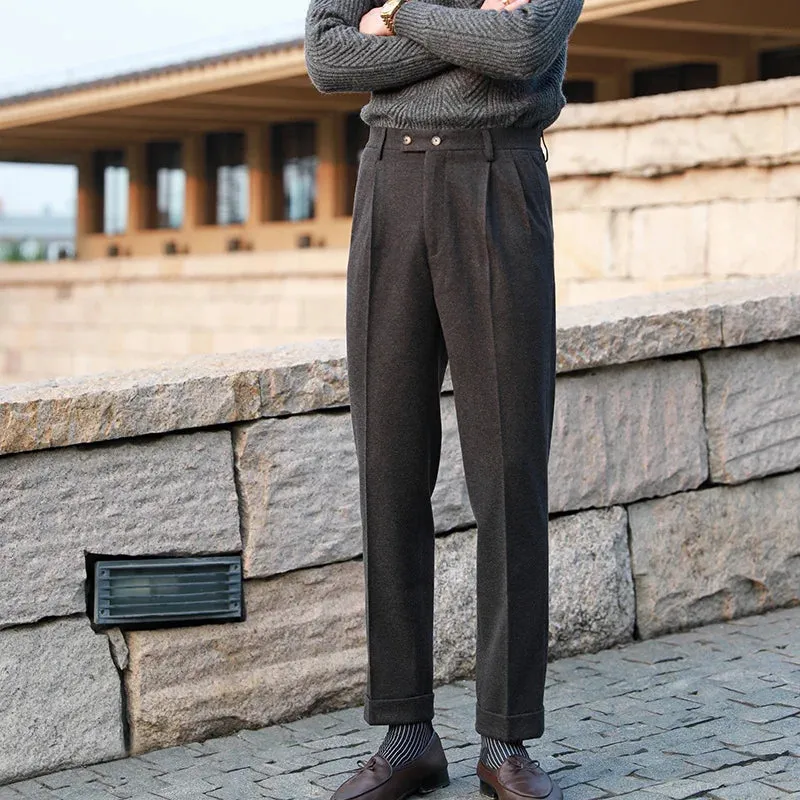 Aidase Casual Straight Trousers Men Fall Versatile Business Trousers Gentlemen Fashion Wool Blend Pant Men Dress Suit Pantalones Hombre