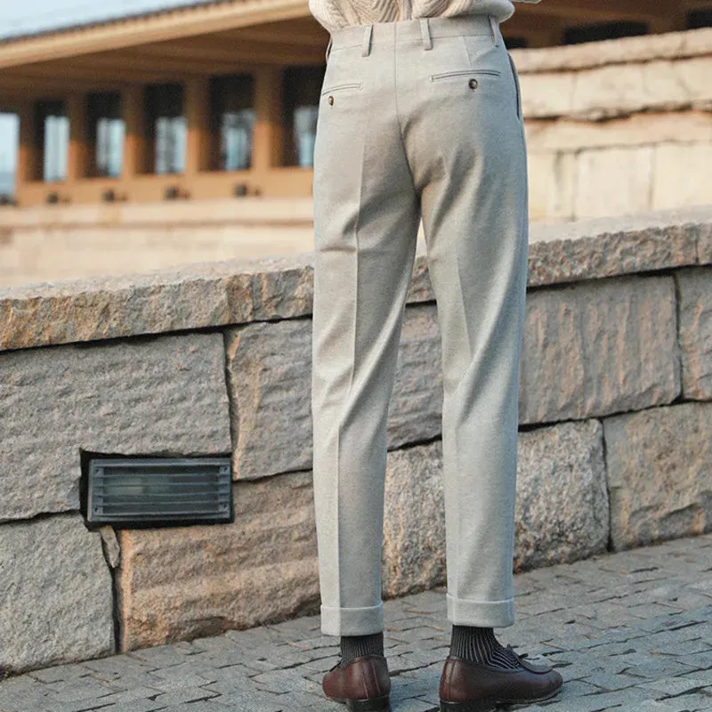 Aidase Casual Straight Trousers Men Fall Versatile Business Trousers Gentlemen Fashion Wool Blend Pant Men Dress Suit Pantalones Hombre