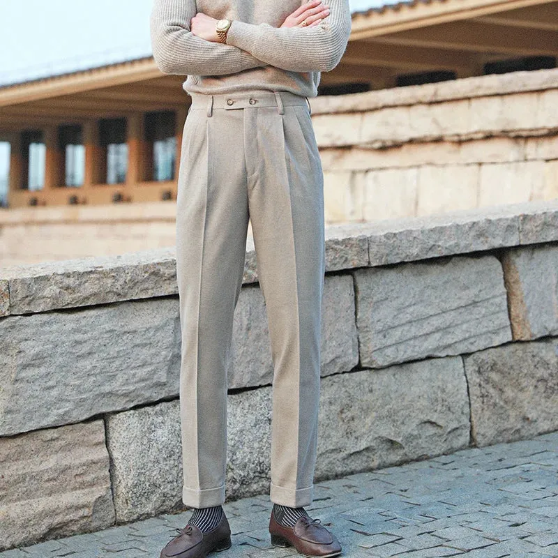 Aidase Casual Straight Trousers Men Fall Versatile Business Trousers Gentlemen Fashion Wool Blend Pant Men Dress Suit Pantalones Hombre
