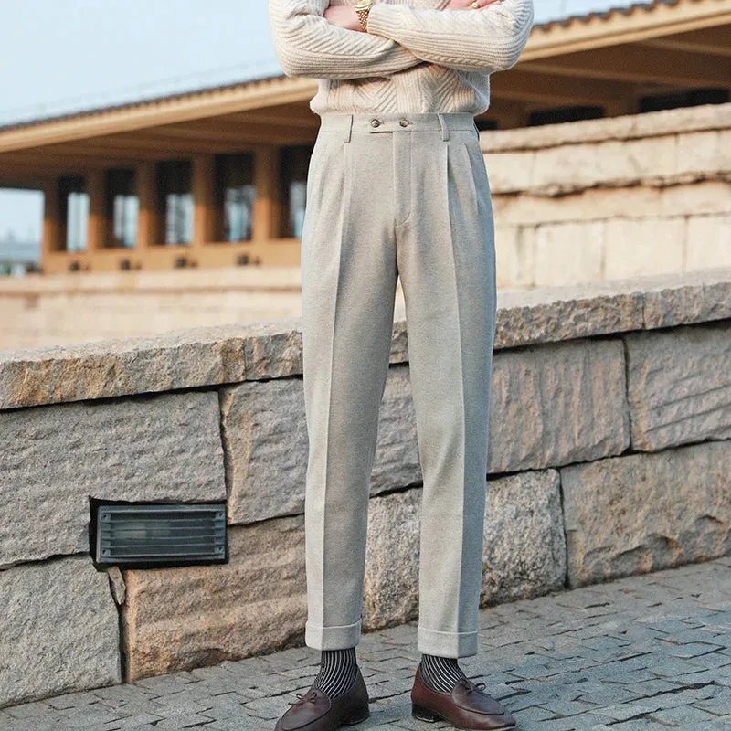 Aidase Casual Straight Trousers Men Fall Versatile Business Trousers Gentlemen Fashion Wool Blend Pant Men Dress Suit Pantalones Hombre