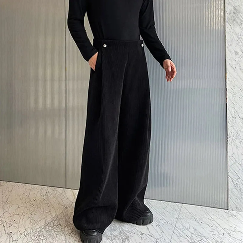 Autumn Winter Baggy Suit Pant Trend Men's Korean Style Casual Versatile Thick Niche Design Fashion Wide Leg Trousers 9C2578
