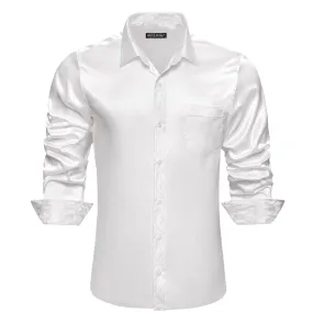 Barry.wang White Solid Men's Shirt