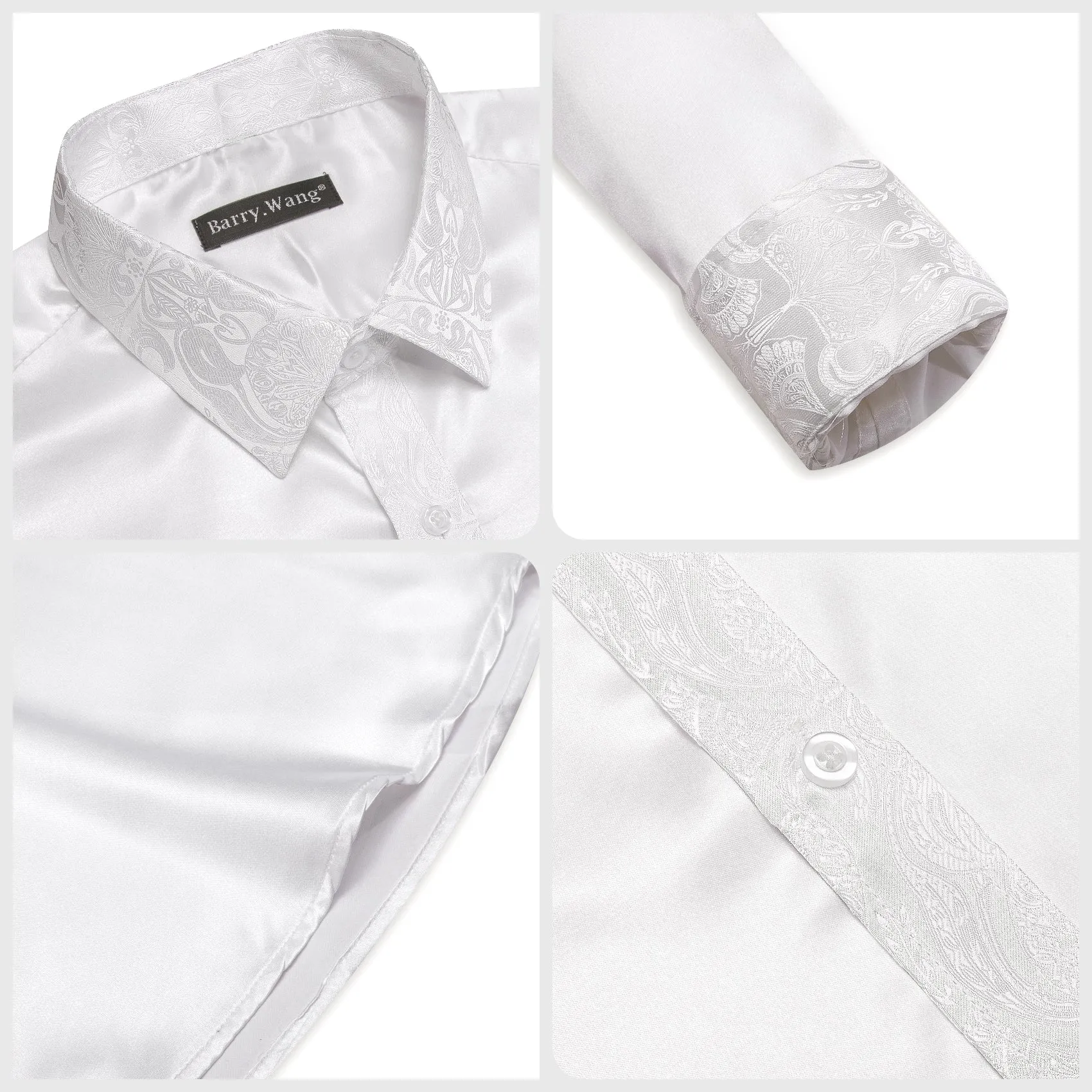 Barry.wang White Solid Men's Shirt