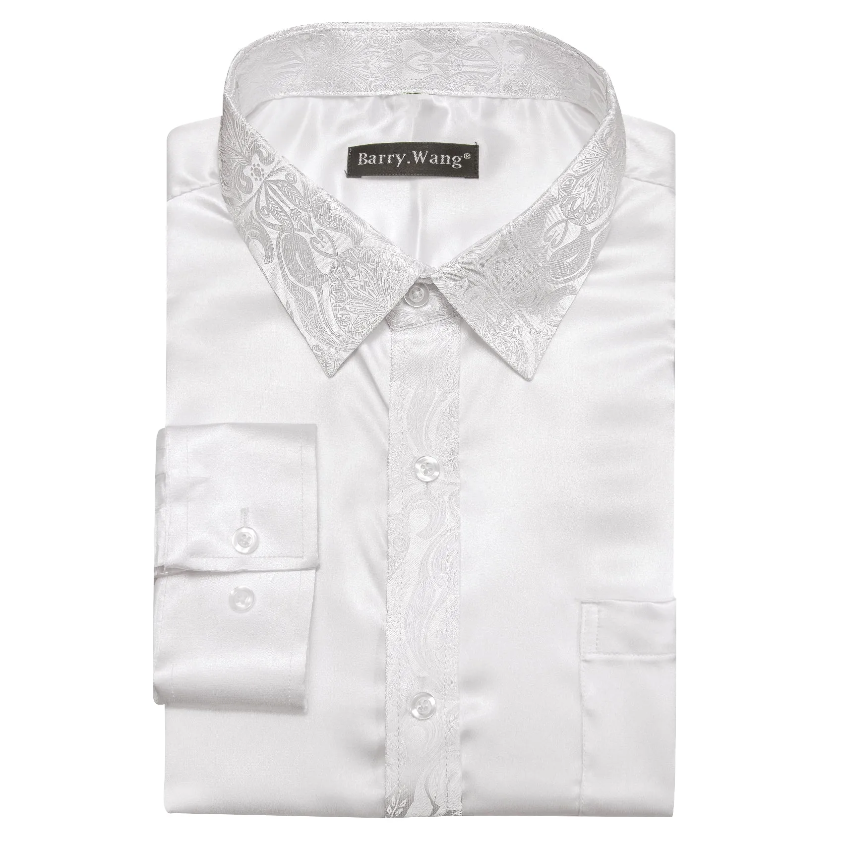 Barry.wang White Solid Men's Shirt