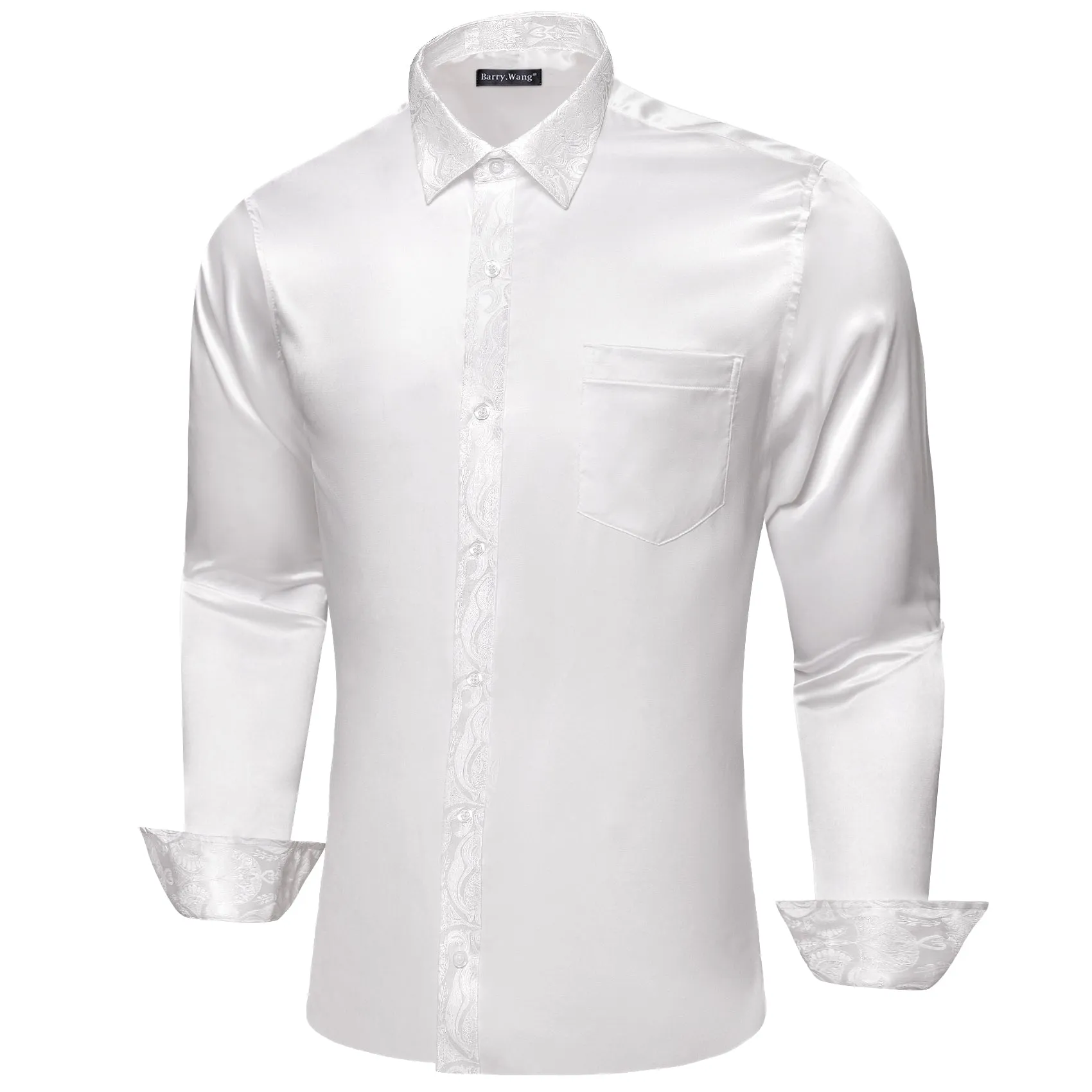 Barry.wang White Solid Men's Shirt