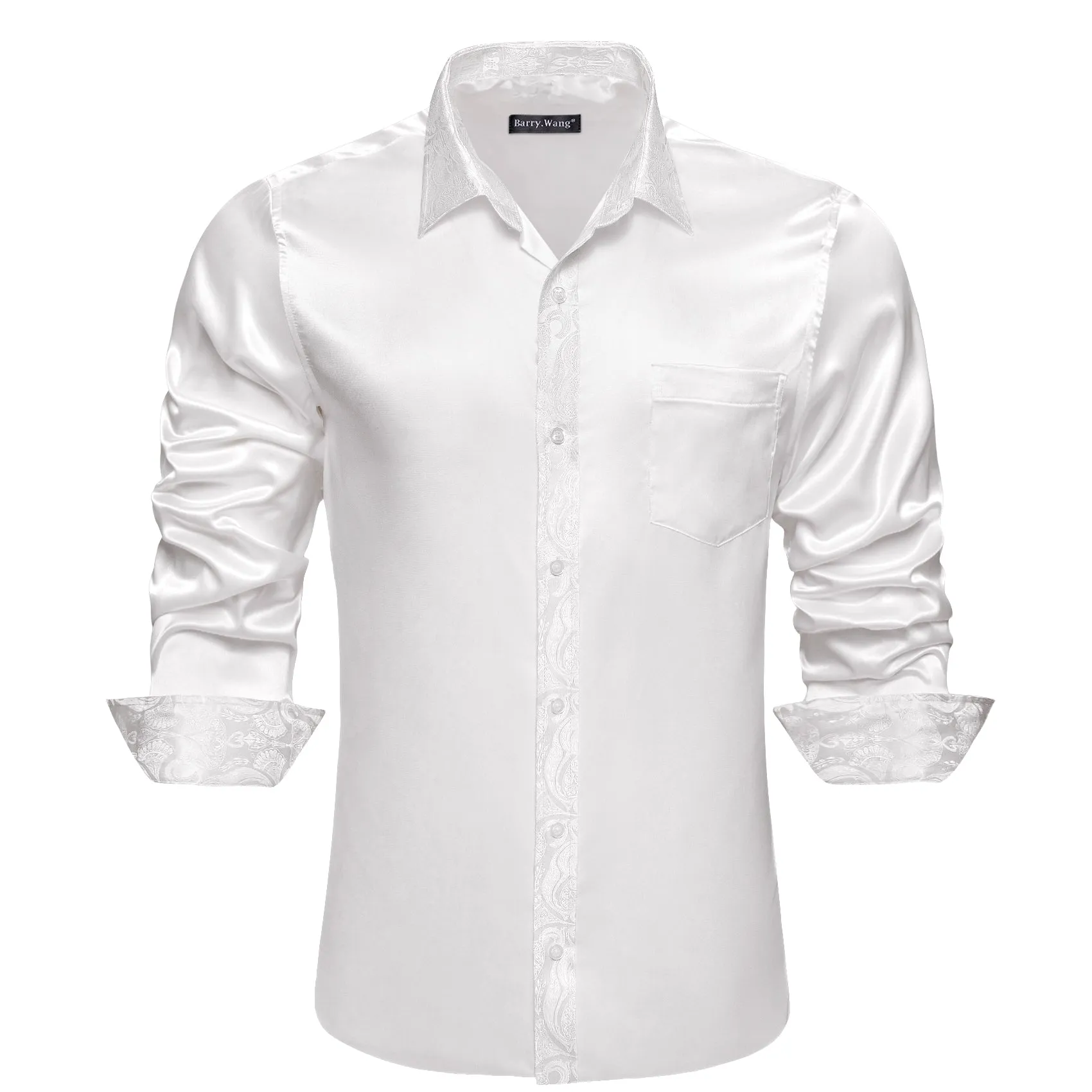 Barry.wang White Solid Men's Shirt