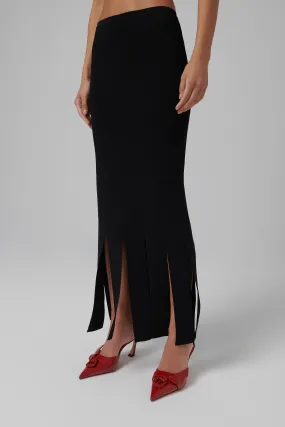 Black Pleat Midi Skirt