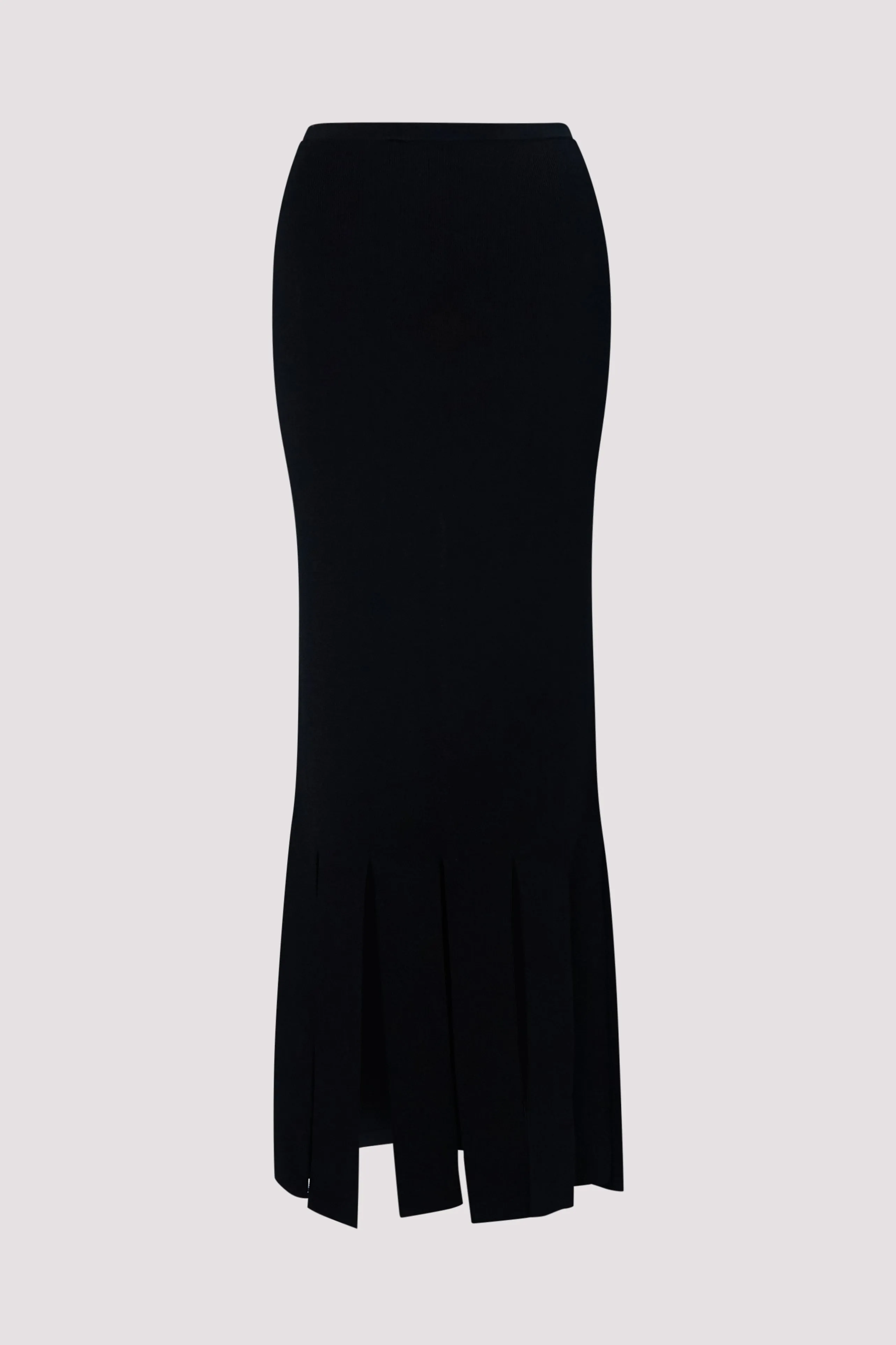 Black Pleat Midi Skirt
