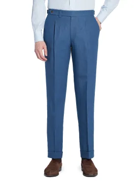 Blue Linen Pleated Trousers - Model 10