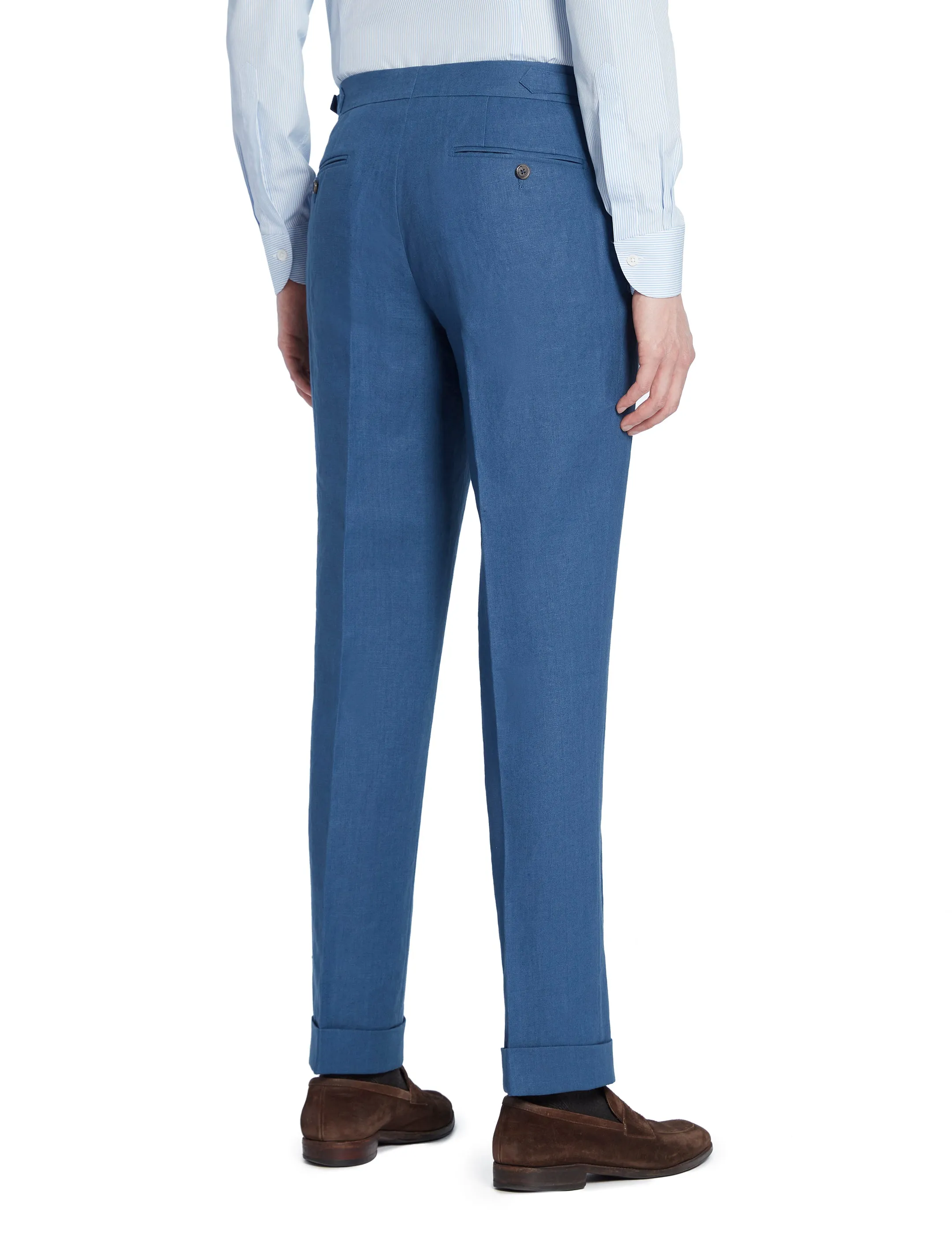 Blue Linen Pleated Trousers - Model 10