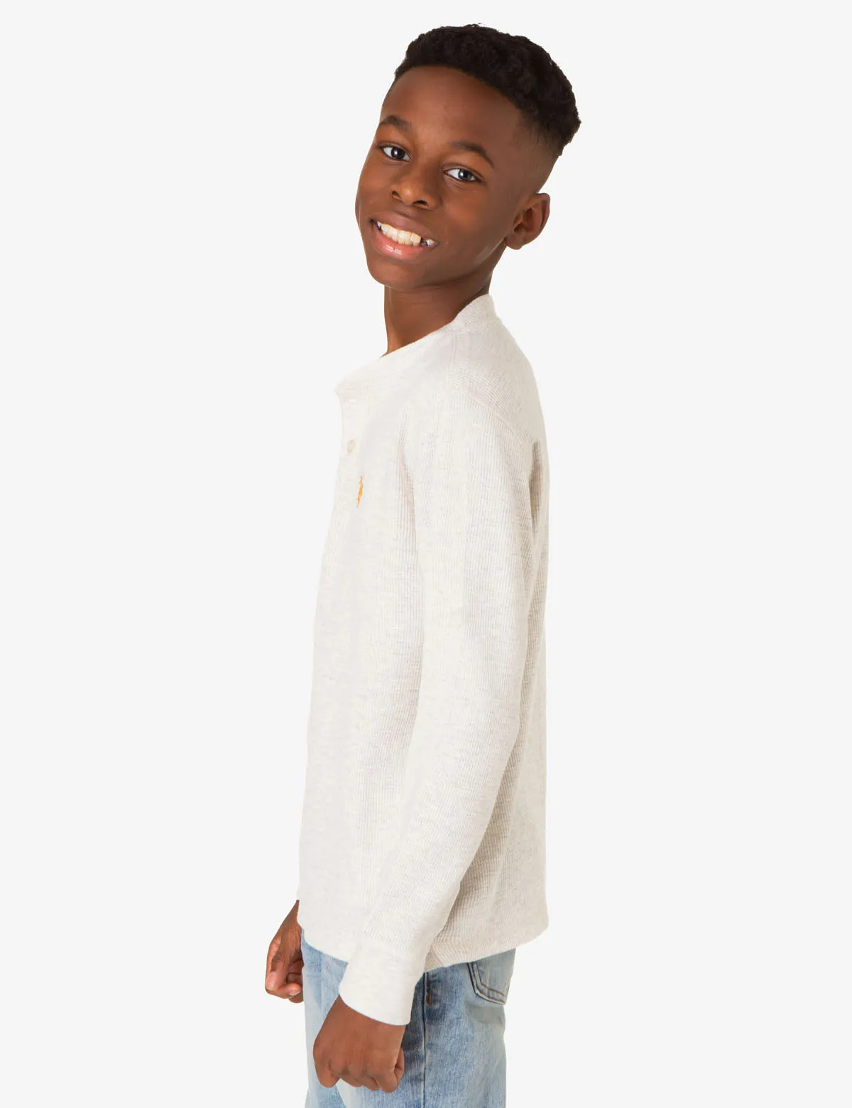 BOYS LONG SLEEVE THERMAL HENLEY