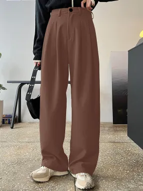 Brown HighRise Pleated Casual Trousers