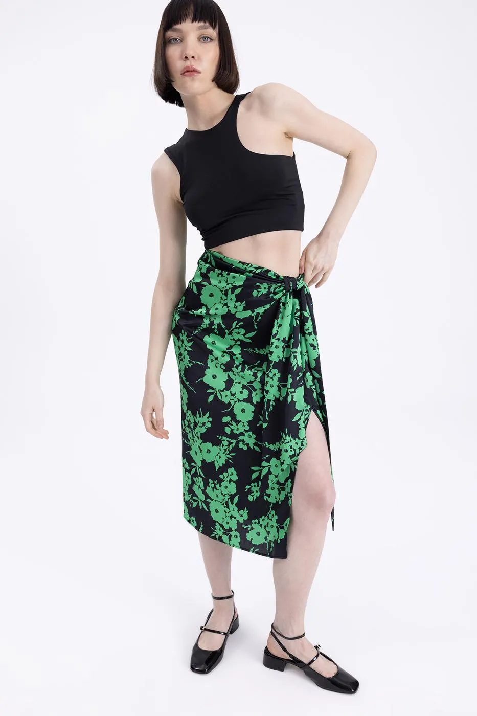 BSL Women Midi skirt with deep slit - Plainfield