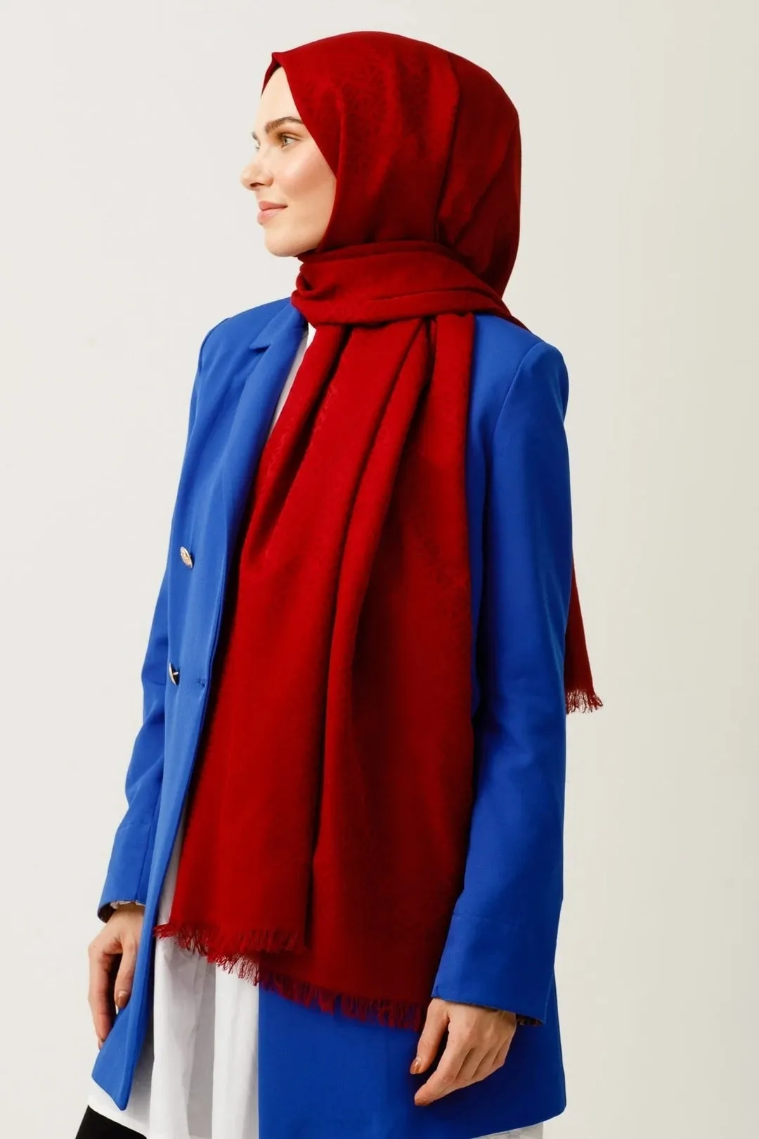 Burgundy Triangle Pattern Cotton Jacquard Hijab