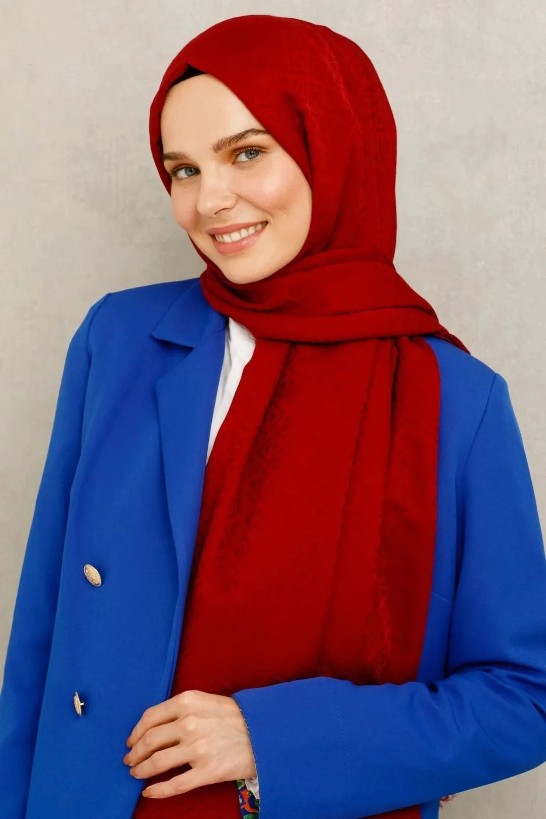 Burgundy Triangle Pattern Cotton Jacquard Hijab