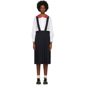 Comme des GarÃ§ons Girl Navy Wool Suspender Midi Skirt