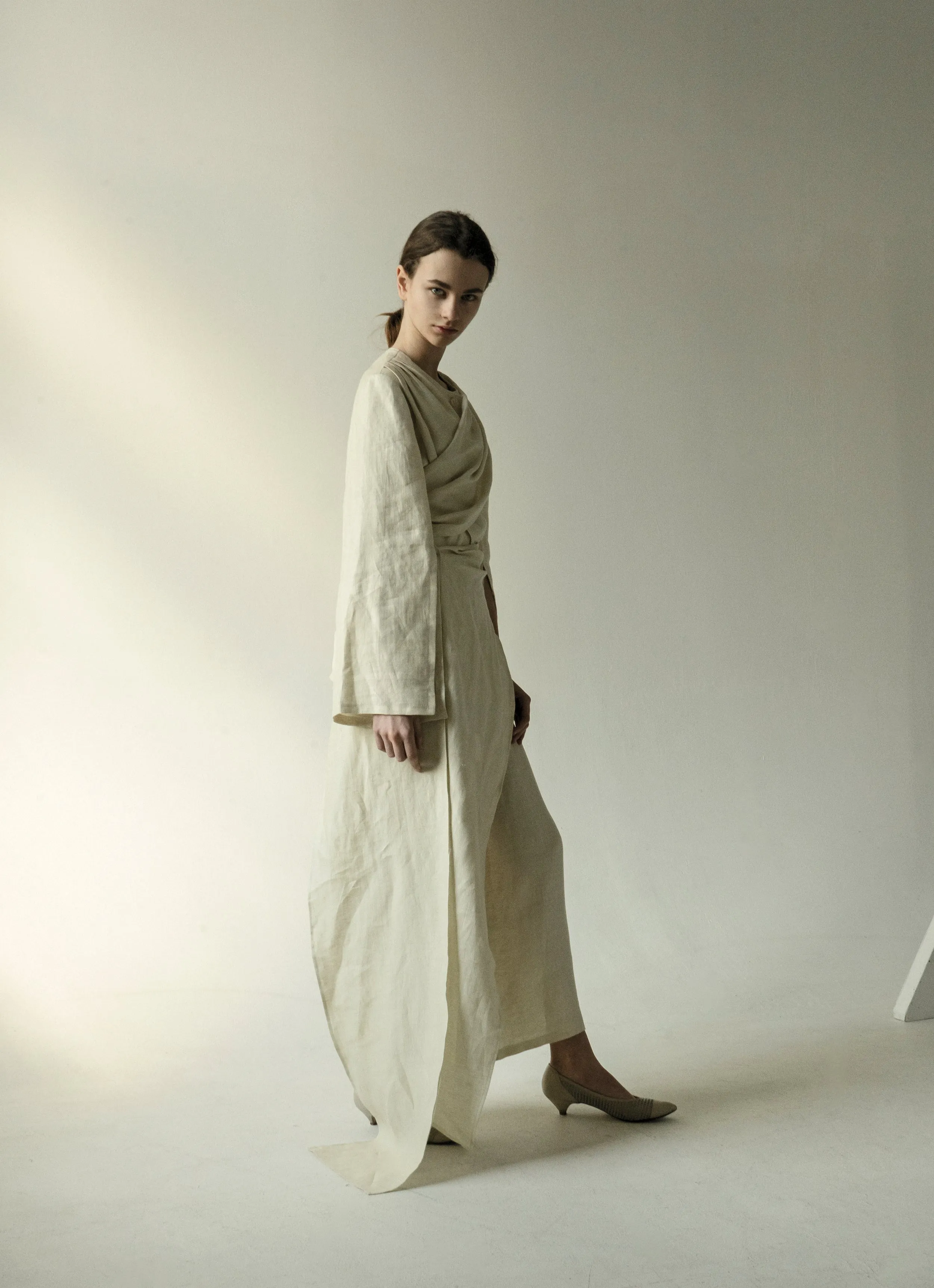 Criss Cross Linen Kimono Suit