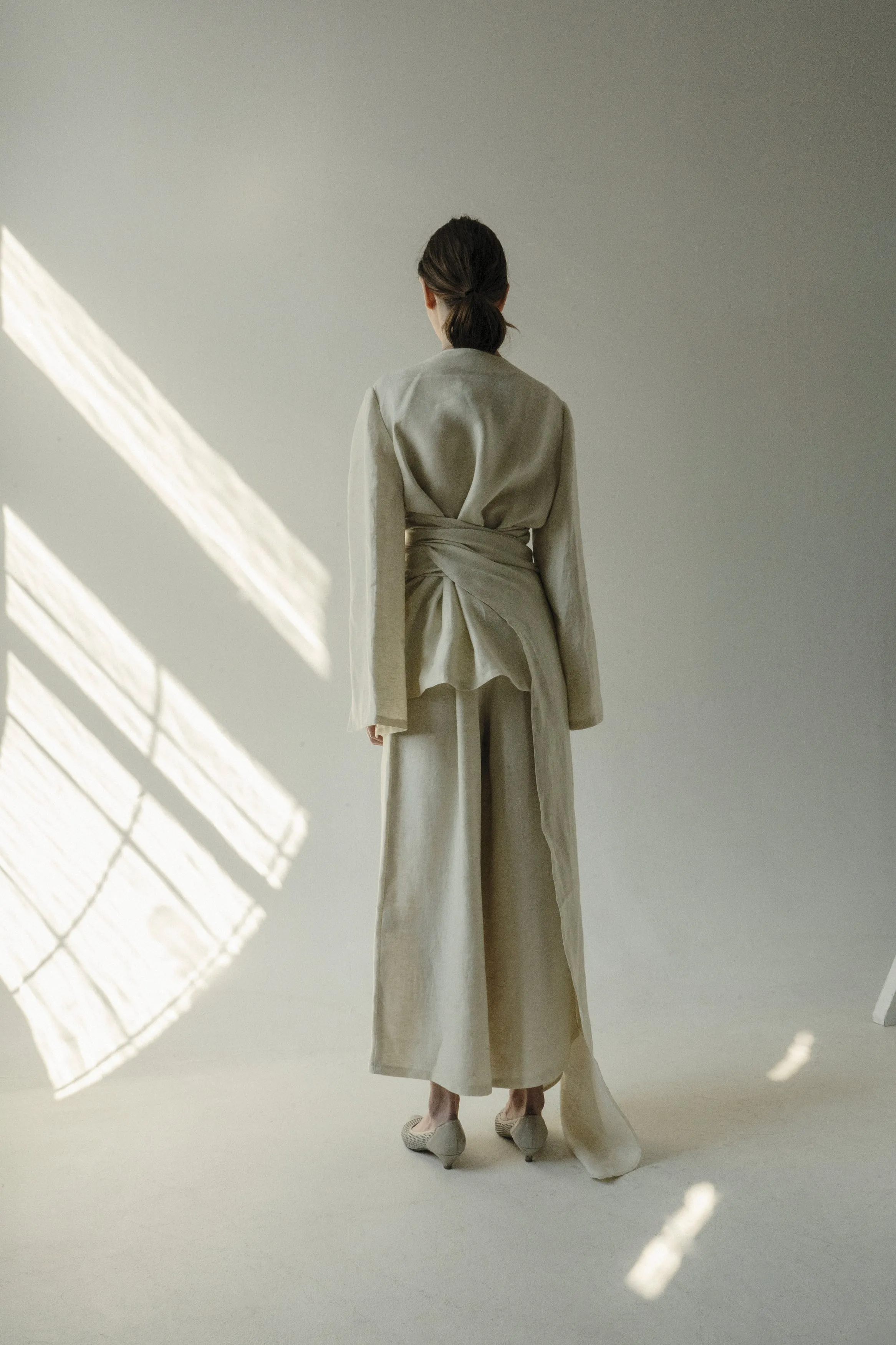 Criss Cross Linen Kimono Suit
