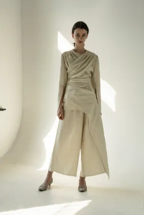 Criss Cross Linen Kimono Suit