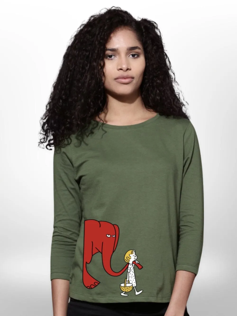 Cute Friendship Printed Womens T-shirt 4 Quarter Sleeve