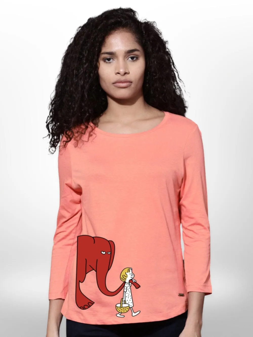 Cute Friendship Printed Womens T-shirt 4 Quarter Sleeve