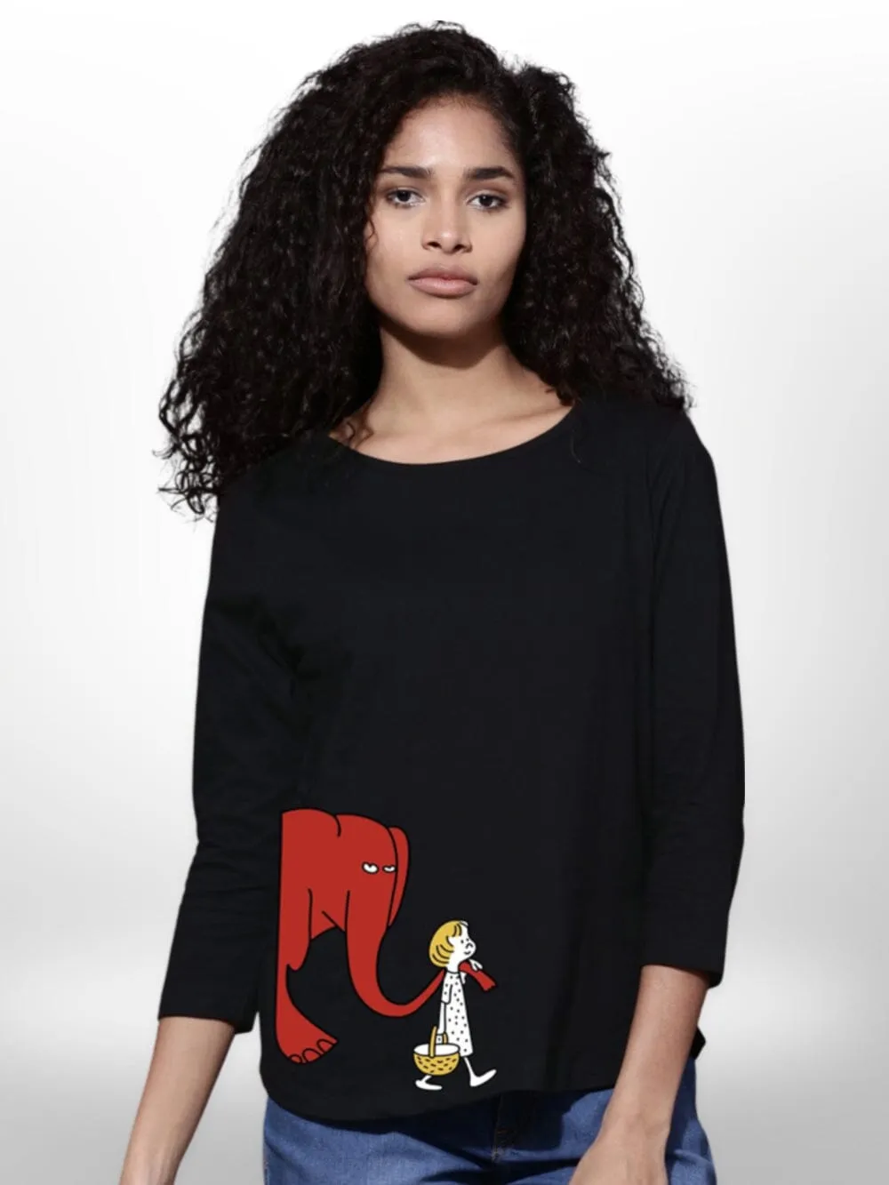 Cute Friendship Printed Womens T-shirt 4 Quarter Sleeve