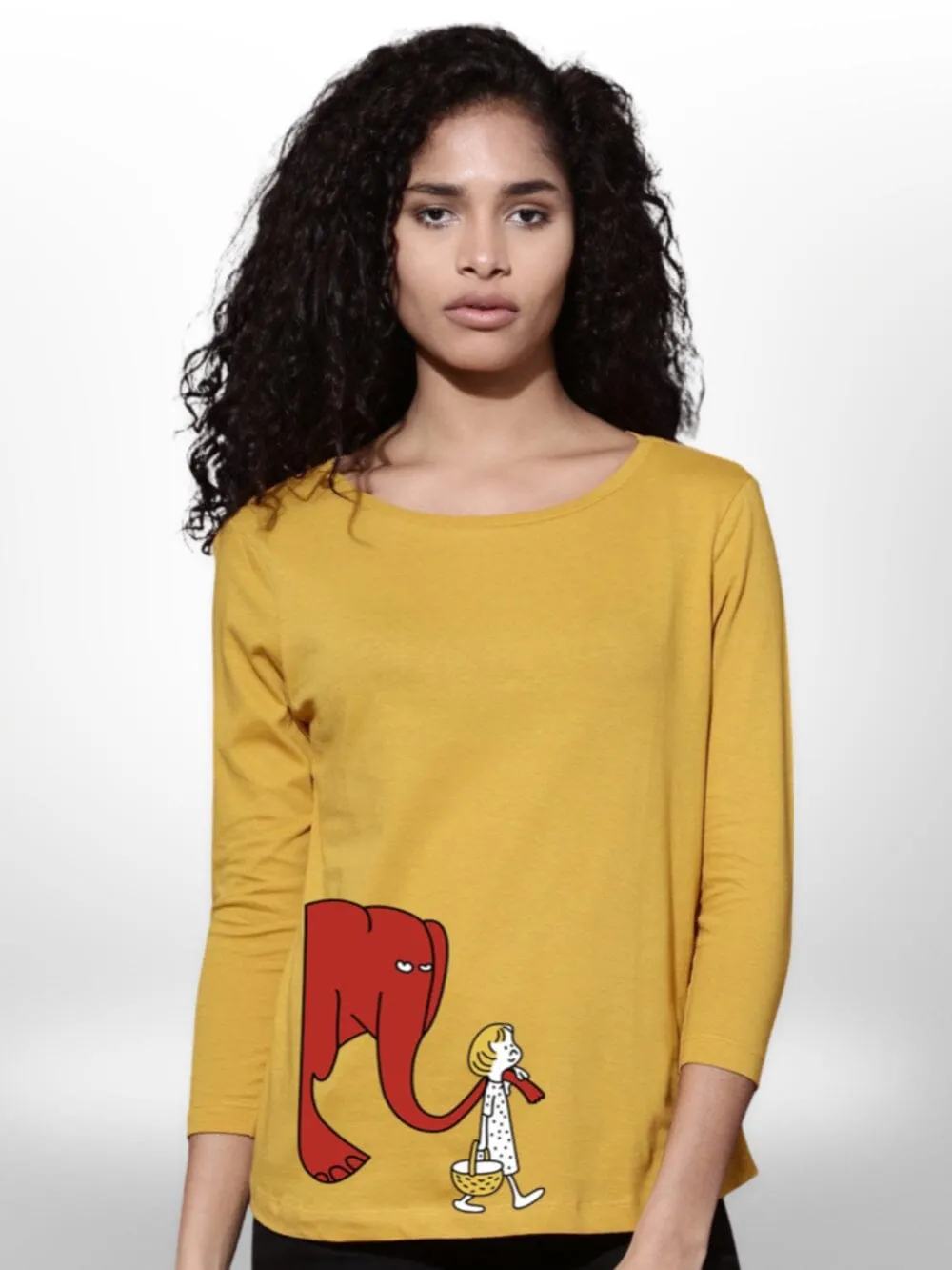 Cute Friendship Printed Womens T-shirt 4 Quarter Sleeve