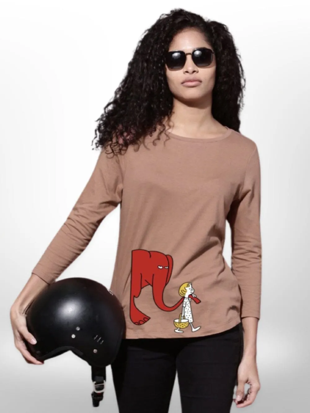 Cute Friendship Printed Womens T-shirt 4 Quarter Sleeve