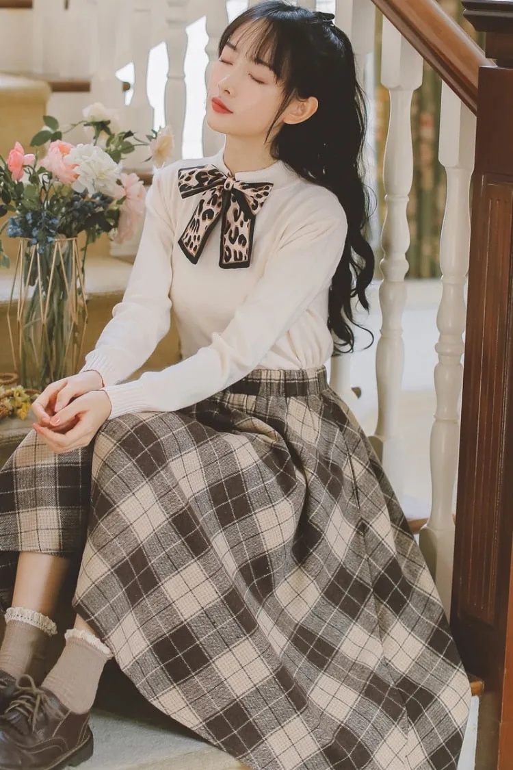 Dark Academia Wool Plaid Skirt