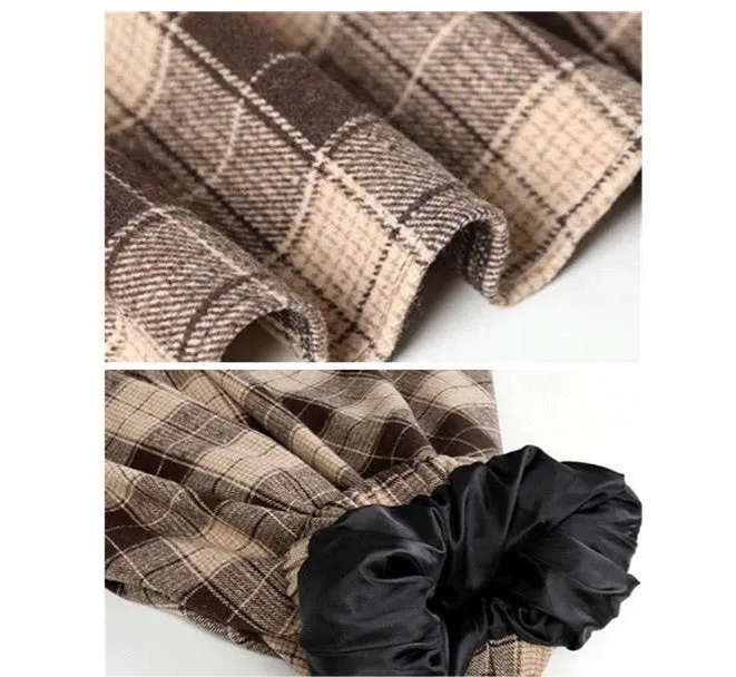 Dark Academia Wool Plaid Skirt