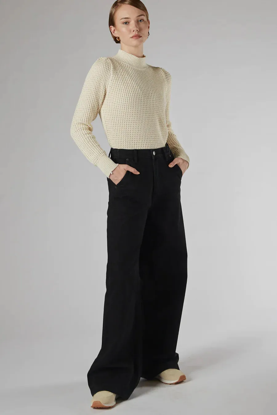 Dricoper | Mila Black Mid Rise Palazzo Jeans