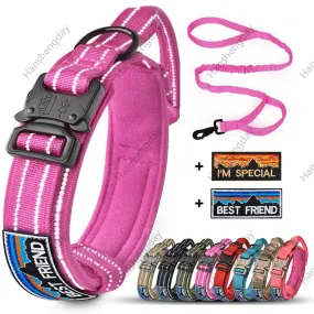 Durable Tactical Dog Collar and Leash Set – Adjustable, Padded, Reflective Military Training Collar for Medium to Large Dogs