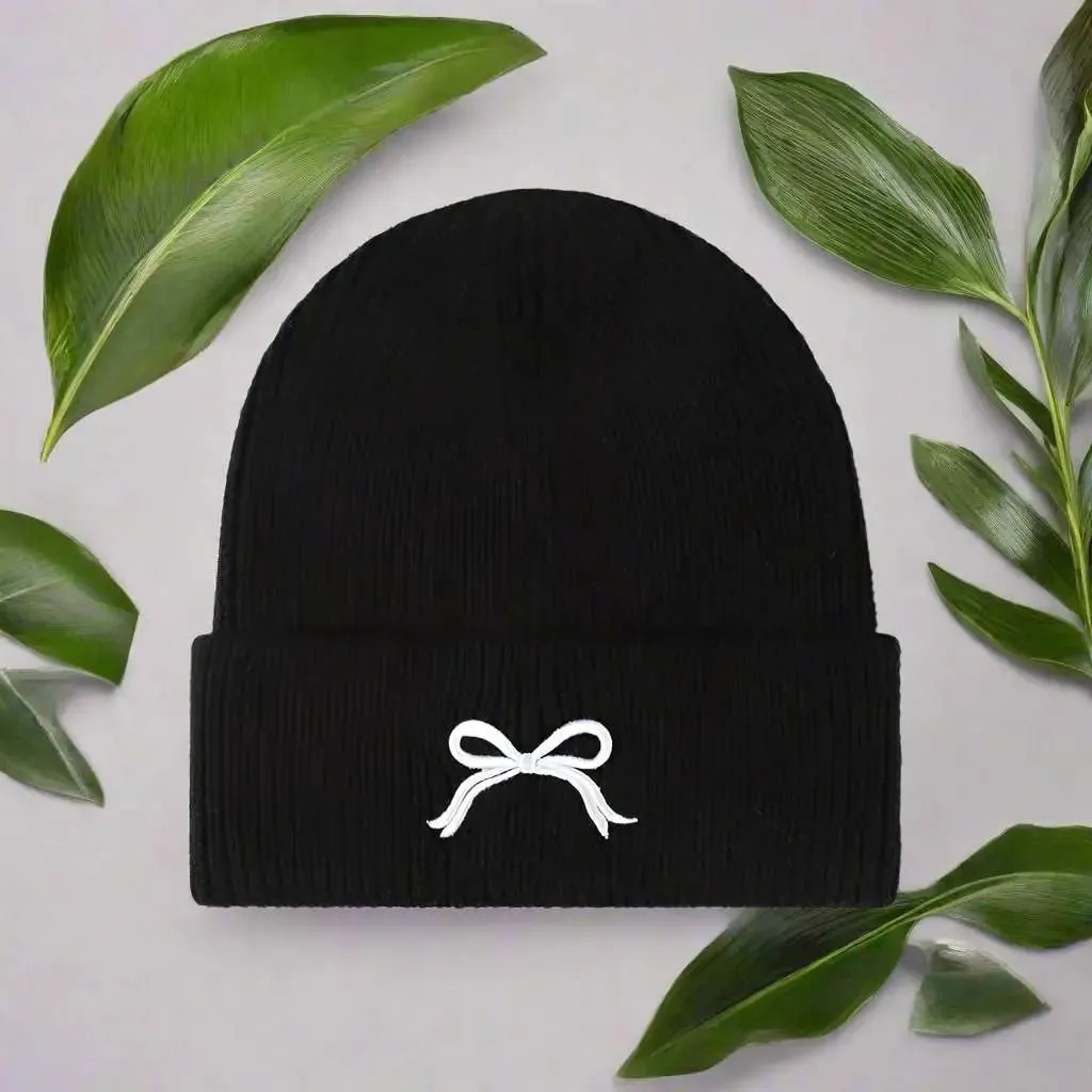Embody | Embroidered Bow Knit Hat