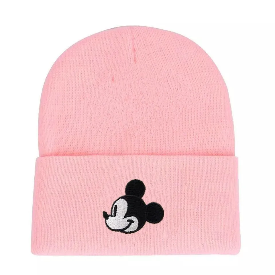 Embroidery MICKEY Beanie Hat Women Men Knitted Warm Winter Hats For Women Men Solid Hip-hop Casual Cuffed Beanies Bonnet