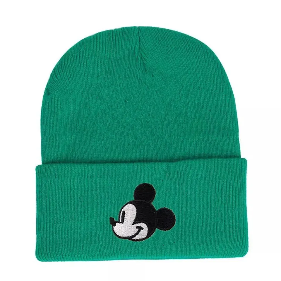 Embroidery MICKEY Beanie Hat Women Men Knitted Warm Winter Hats For Women Men Solid Hip-hop Casual Cuffed Beanies Bonnet