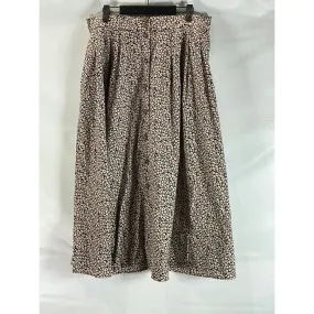 H&M Women's Tan/Black  Floral Button-Front A-Line Midi Skirt SZ 14