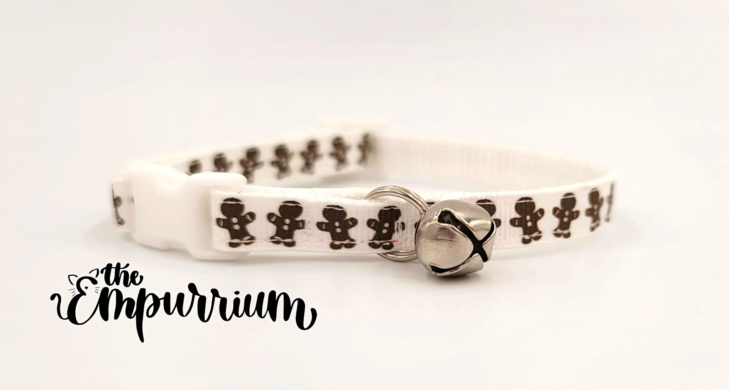 Holiday Cat Collar - Gingerbread Men - White/White