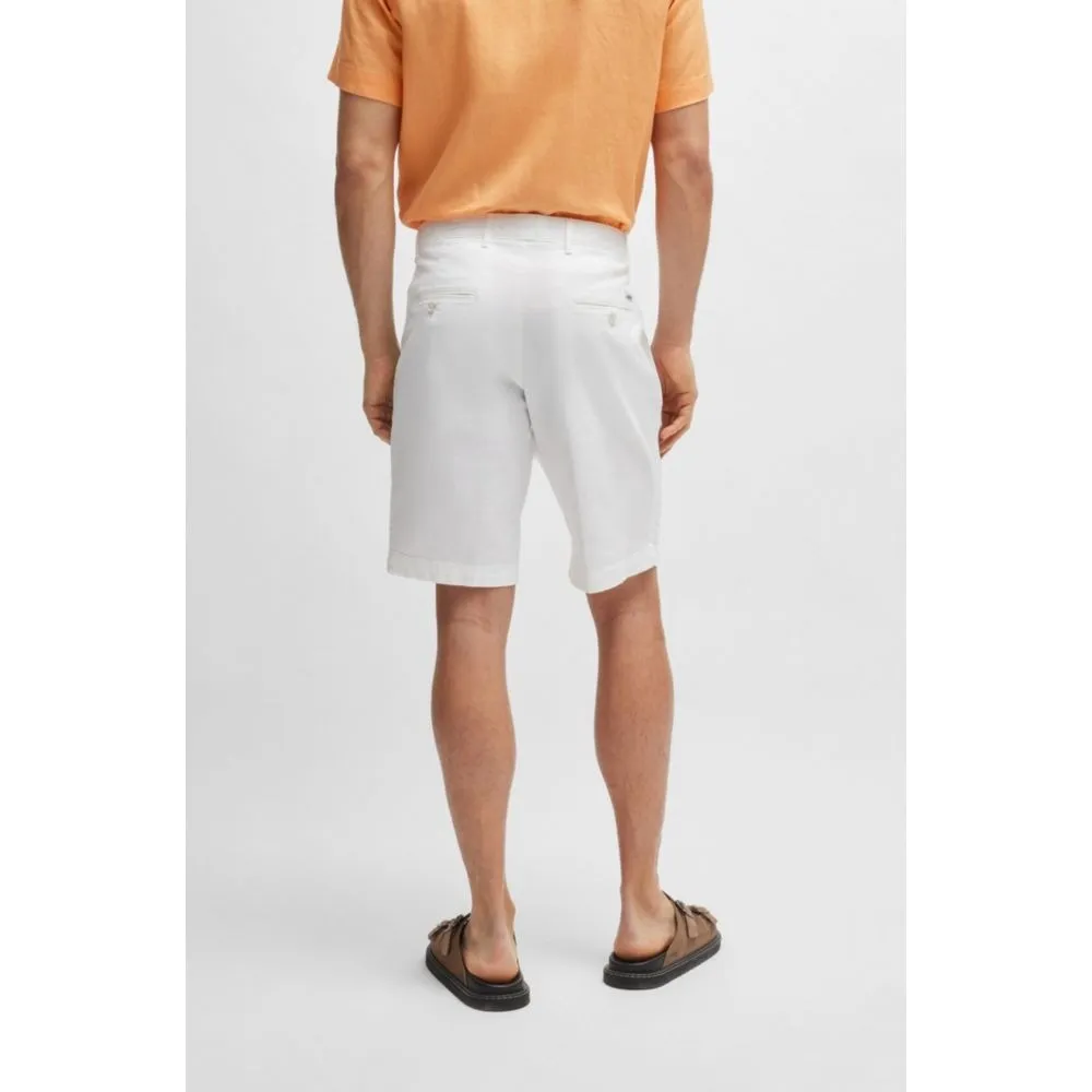Hugo Boss Mens slim-fit shorts in stretch-cotton twill Size 30 White