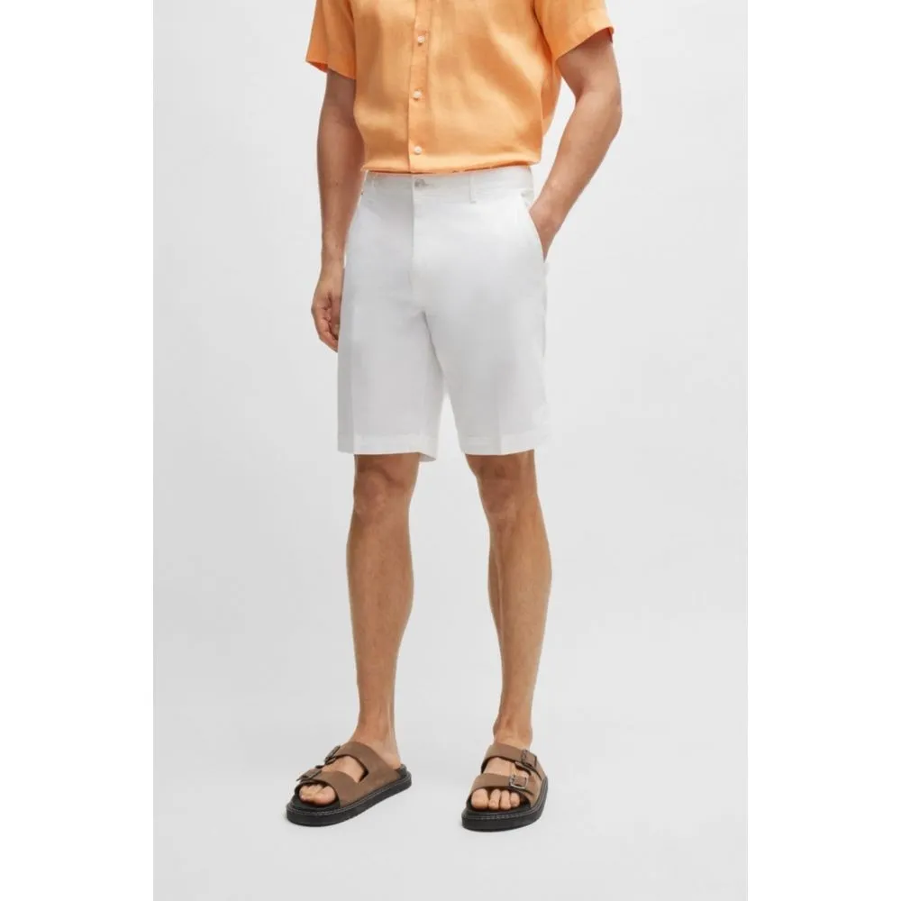 Hugo Boss Mens slim-fit shorts in stretch-cotton twill Size 30 White