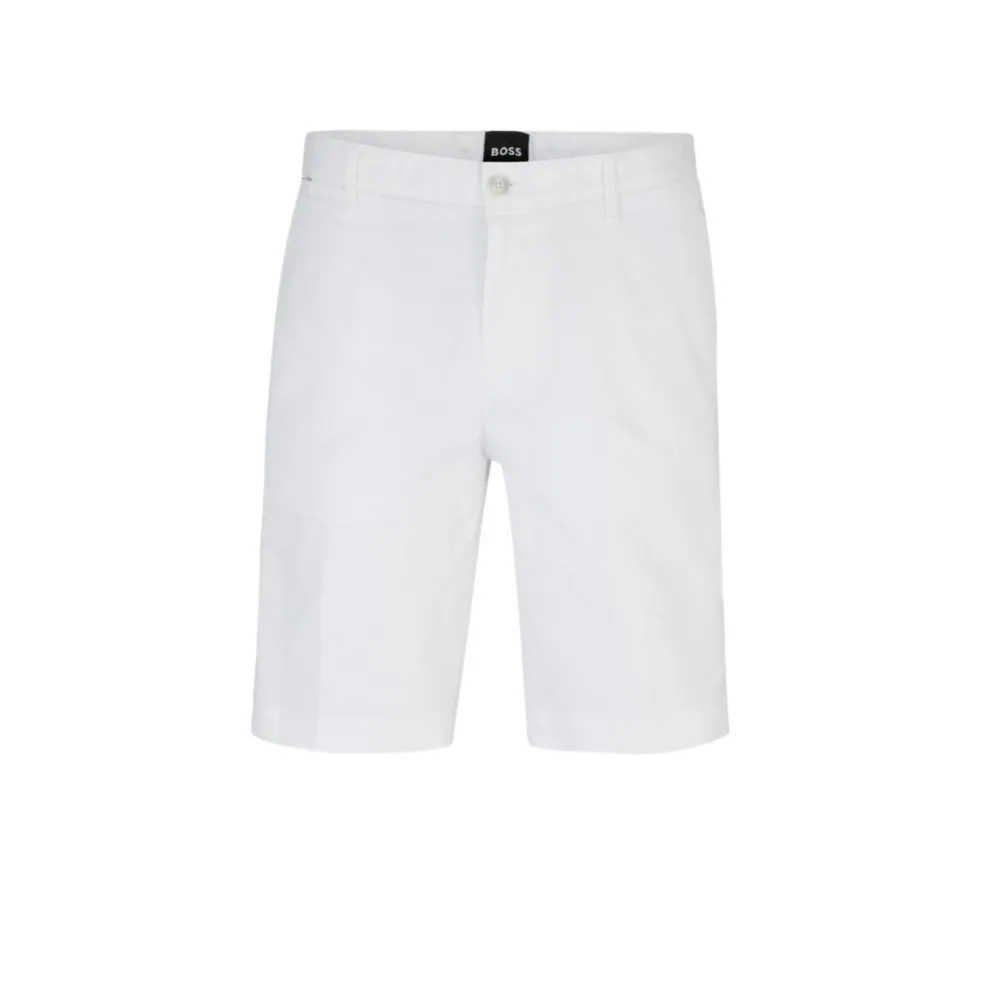 Hugo Boss Mens slim-fit shorts in stretch-cotton twill Size 30 White