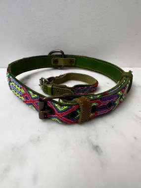 Huichol Fully Embroidered Dog Collar L5