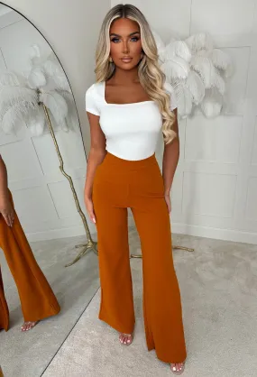 I See Fire Terracotta High Waisted Wide Leg Trousers