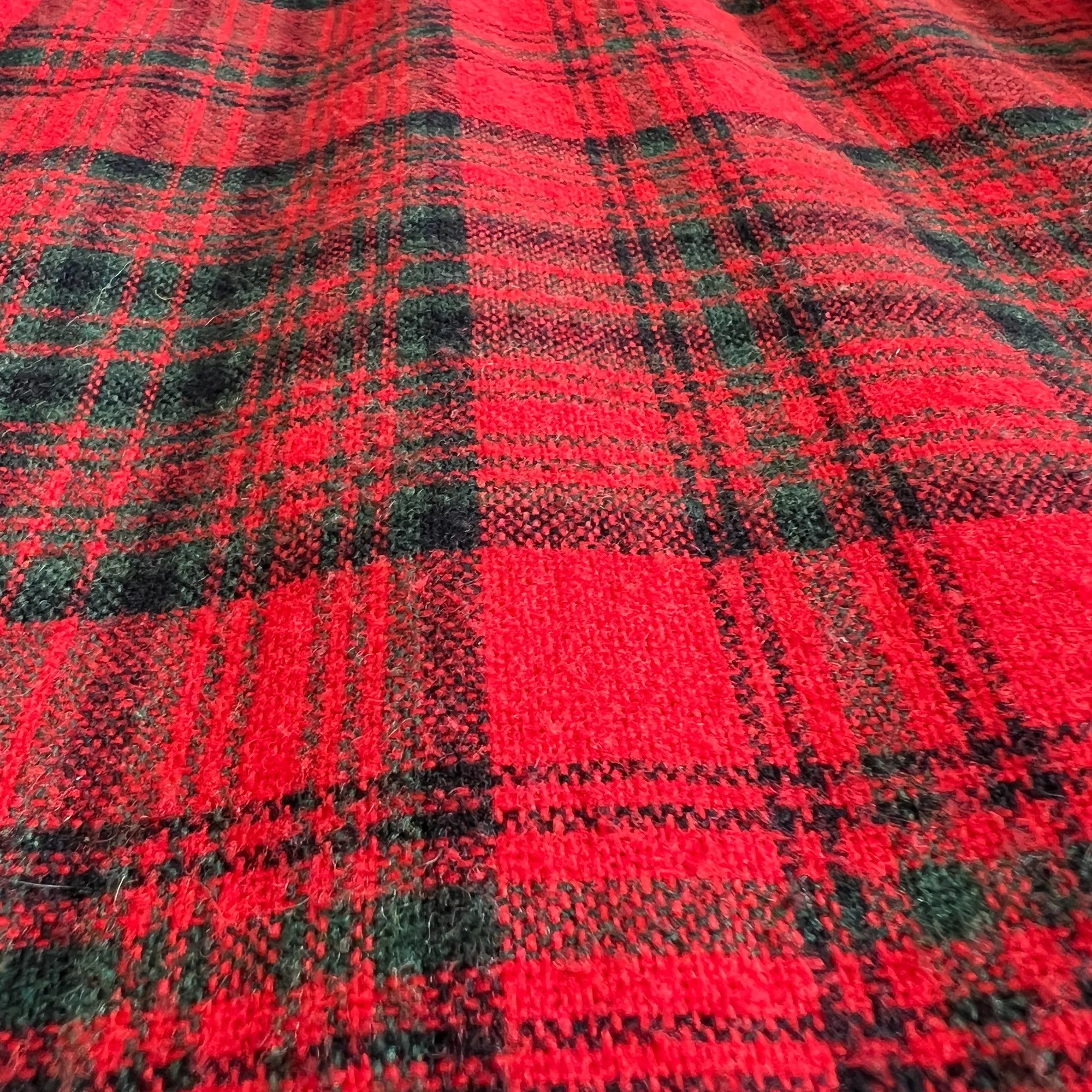 ILGWU Red Plaid Wool Midi Skirt Size XS
