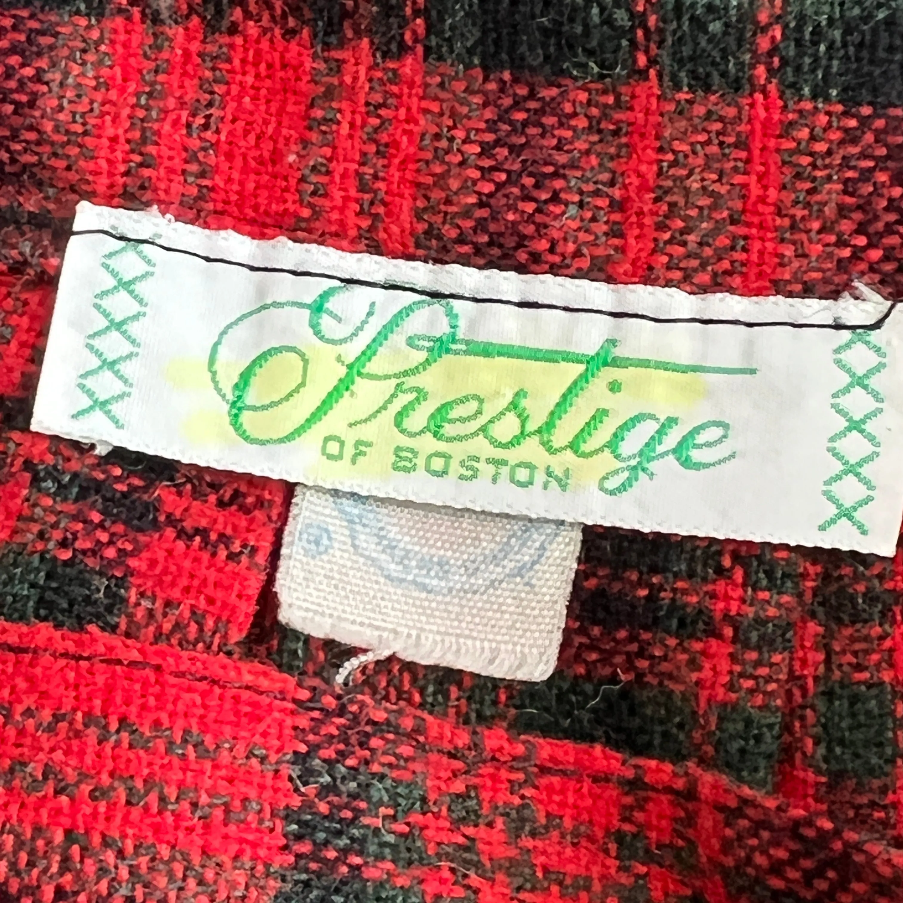 ILGWU Red Plaid Wool Midi Skirt Size XS
