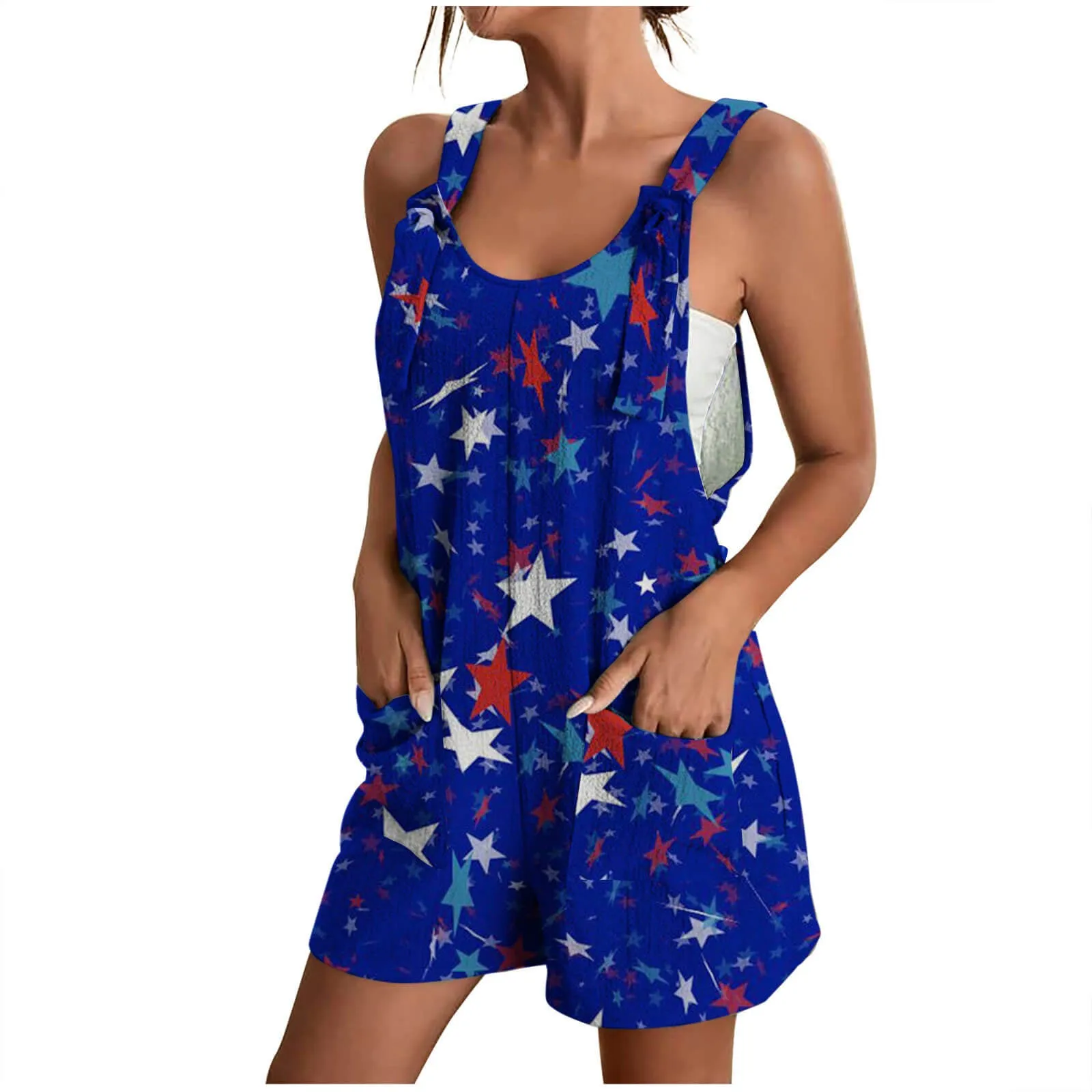 Independence Day Flag Print Halter Jumpsuit