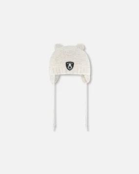 Knit Hat With Ears Off White