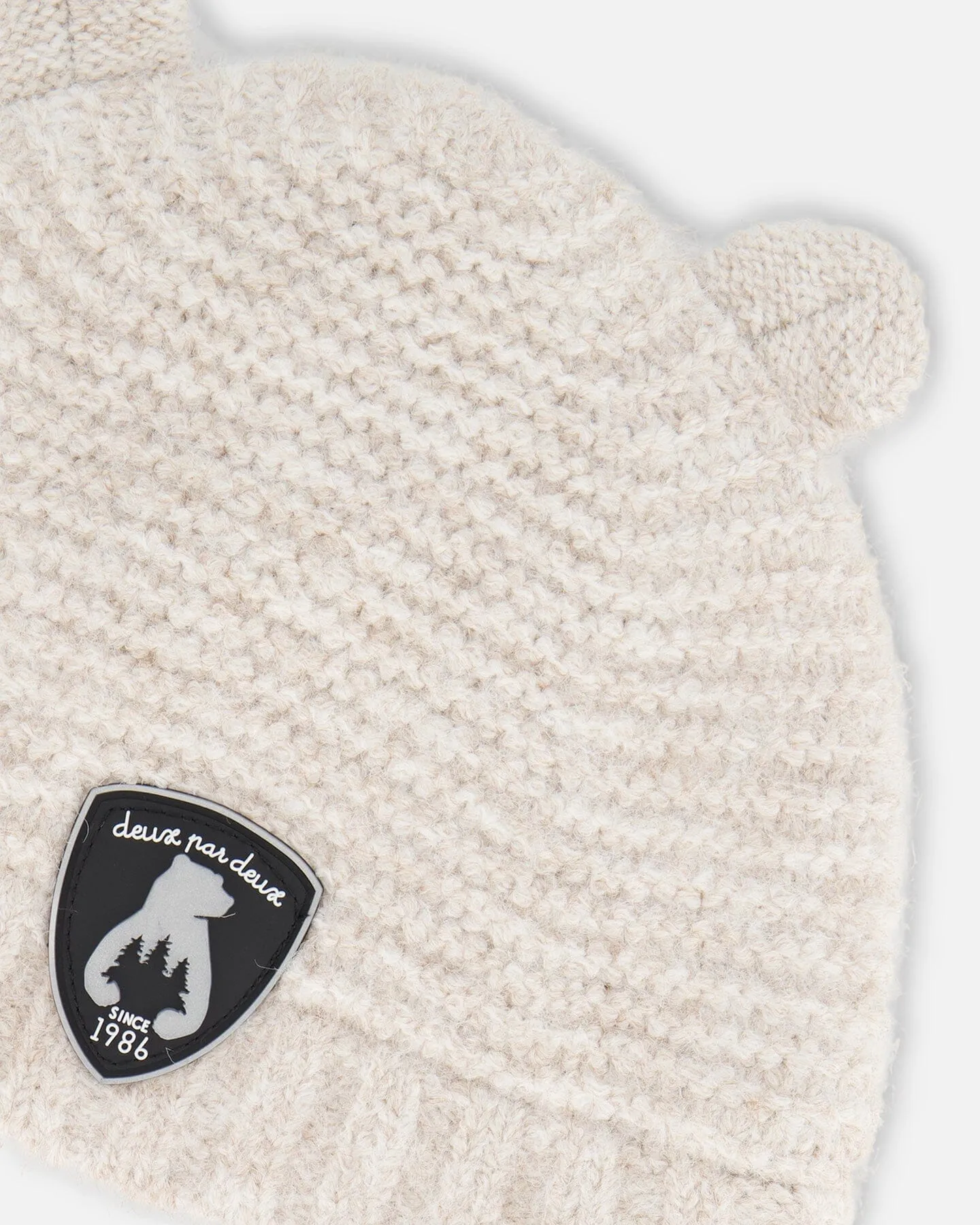 Knit Hat With Ears Off White
